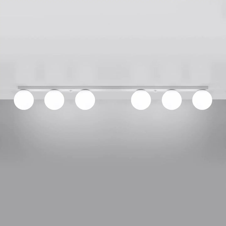Luminaire plafonnier yoli 6 blanc avec six ampoules led circulaires modernes pour une classe à part dans votre salle de bain