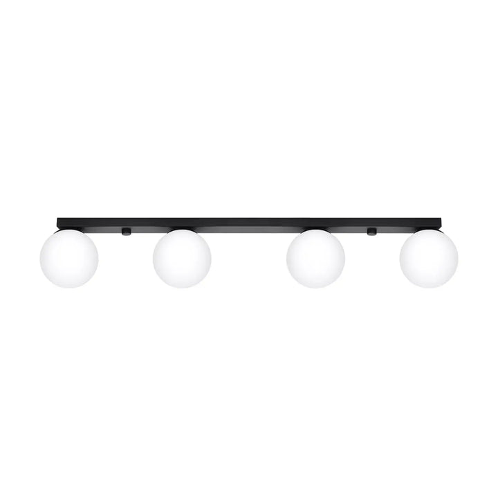 Luminaire plafonnier yoli 4 noir avec quatre globes en verre dépoli offrant un style classe à part pour intérieur moderne