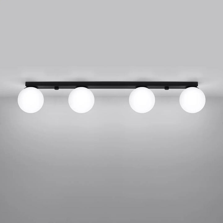 Luminaire plafonnier plafon yoli classe à part noir avec quatre globes en verre blanc moderne pour éclairage intérieur