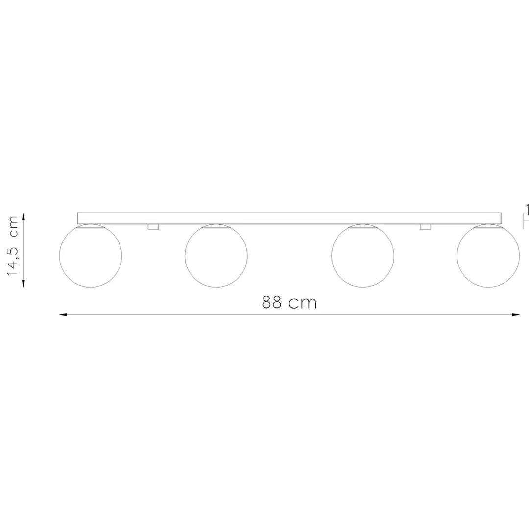 Luminaire plafonnier yoli 4 noir minimaliste avec quatre lampes rondes en verre sur base rectangulaire classe à part