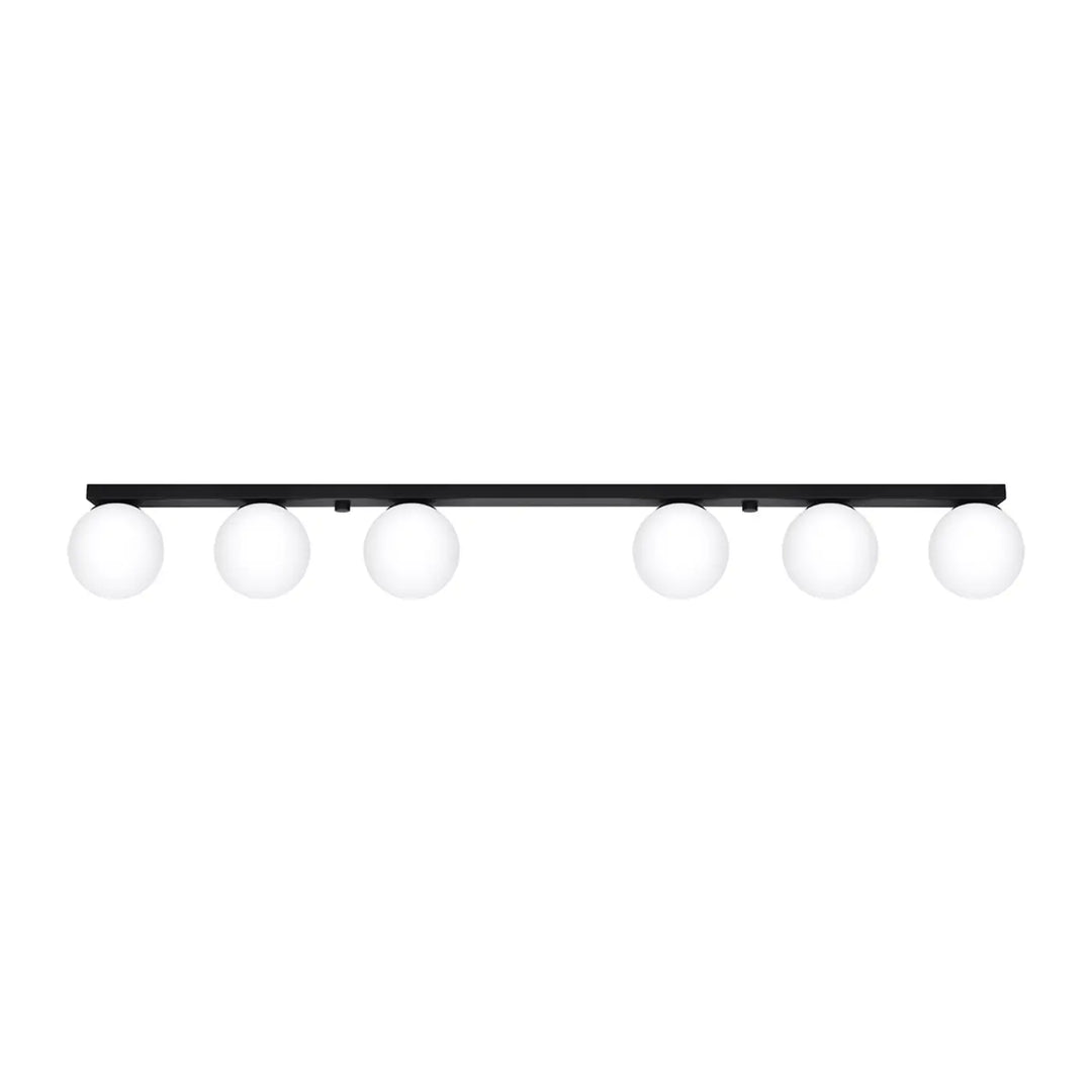 Luminaire plafonnier yoli 6 noir avec six ampoules sphériques opaques en verre et finition mate noire classe à part élégant