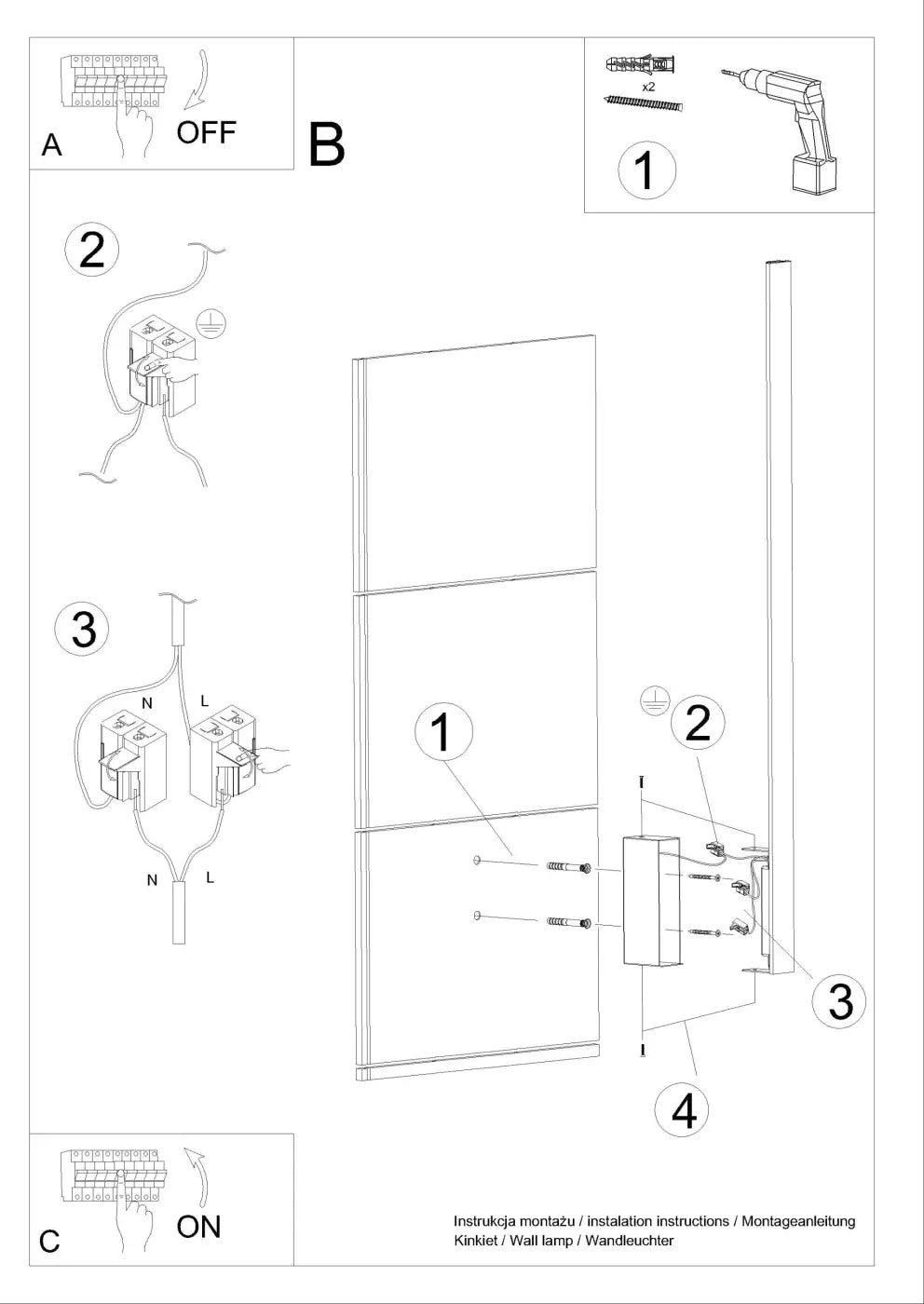 Schéma d'installation du luminaire