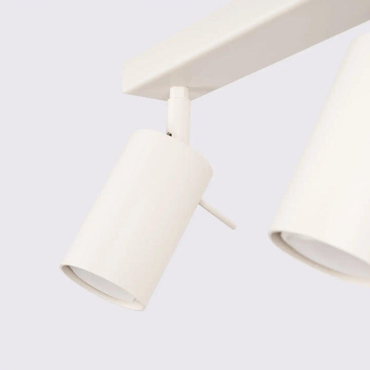 Luminaire plafonnier linge 6l beige avec lampe ring cylindre blanc, finition mate et éclairage flexible pour minimalisme moderne
