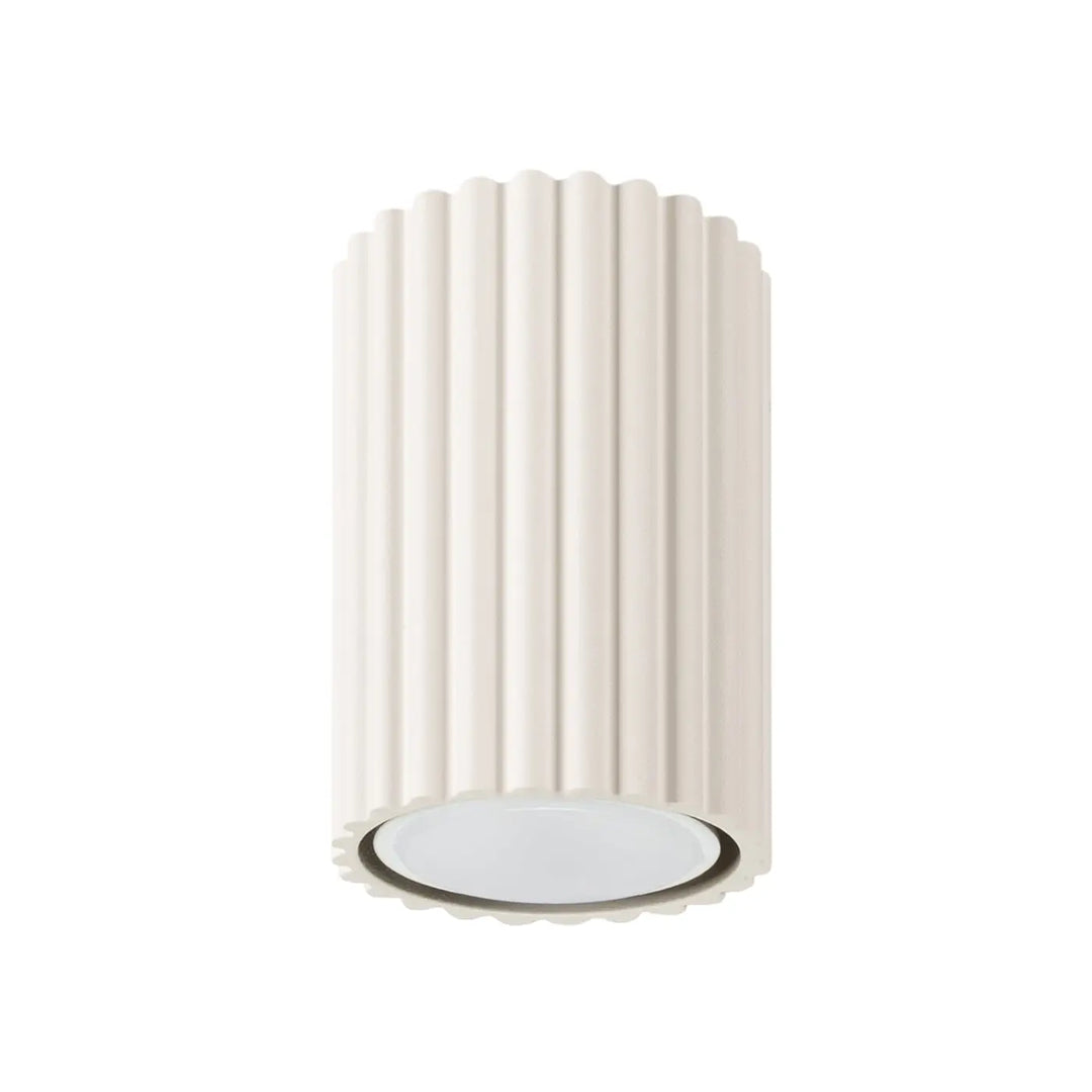 Plafonnier karbon allie beige cylindrique avec lignes subtiles et ampoules gu10 interchangeables en fluted ridges