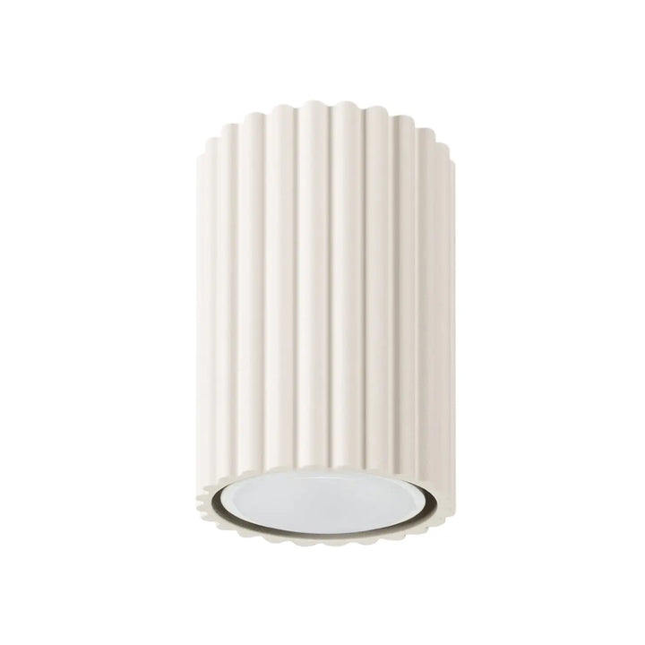 Plafonnier karbon allie beige cylindrique avec lignes subtiles et ampoules gu10 interchangeables en fluted ridges