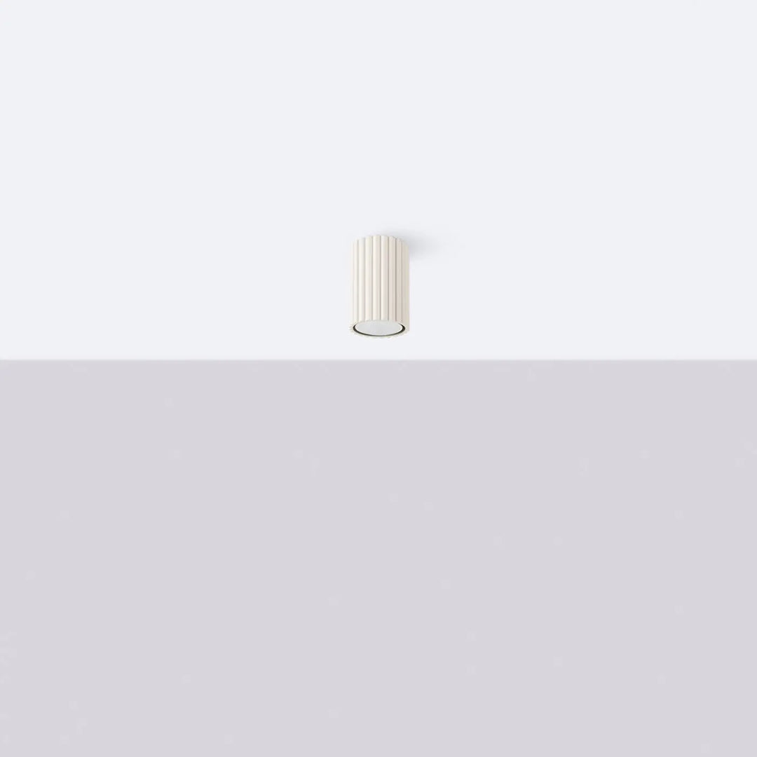 Plafonnier karbon allie beige cylindrique avec lignes subtiles et ampoules gu10 interchangeables pour plafond