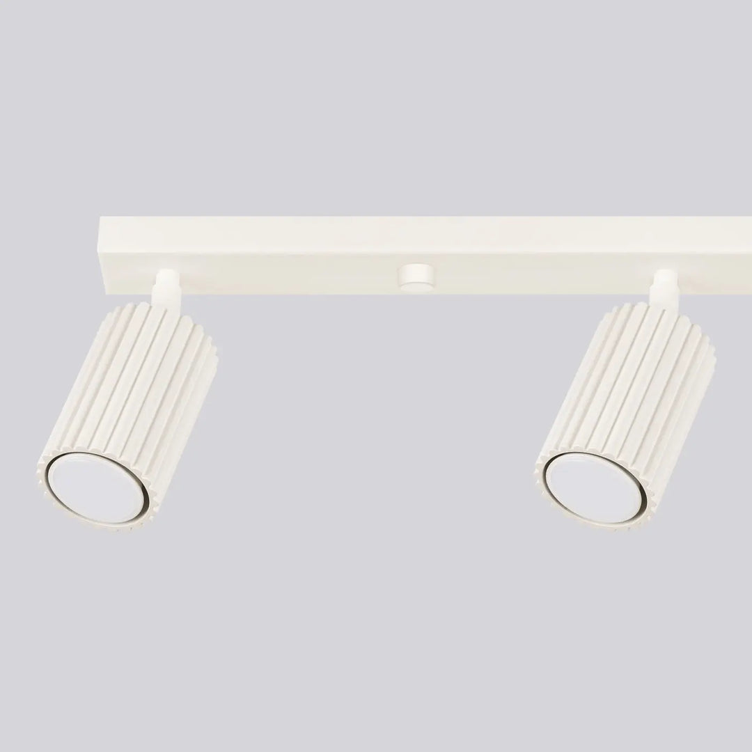 Plafonnier karbon beige à 4 ampoules gu10 interchangeables avec design minimaliste et rainures verticales modernes