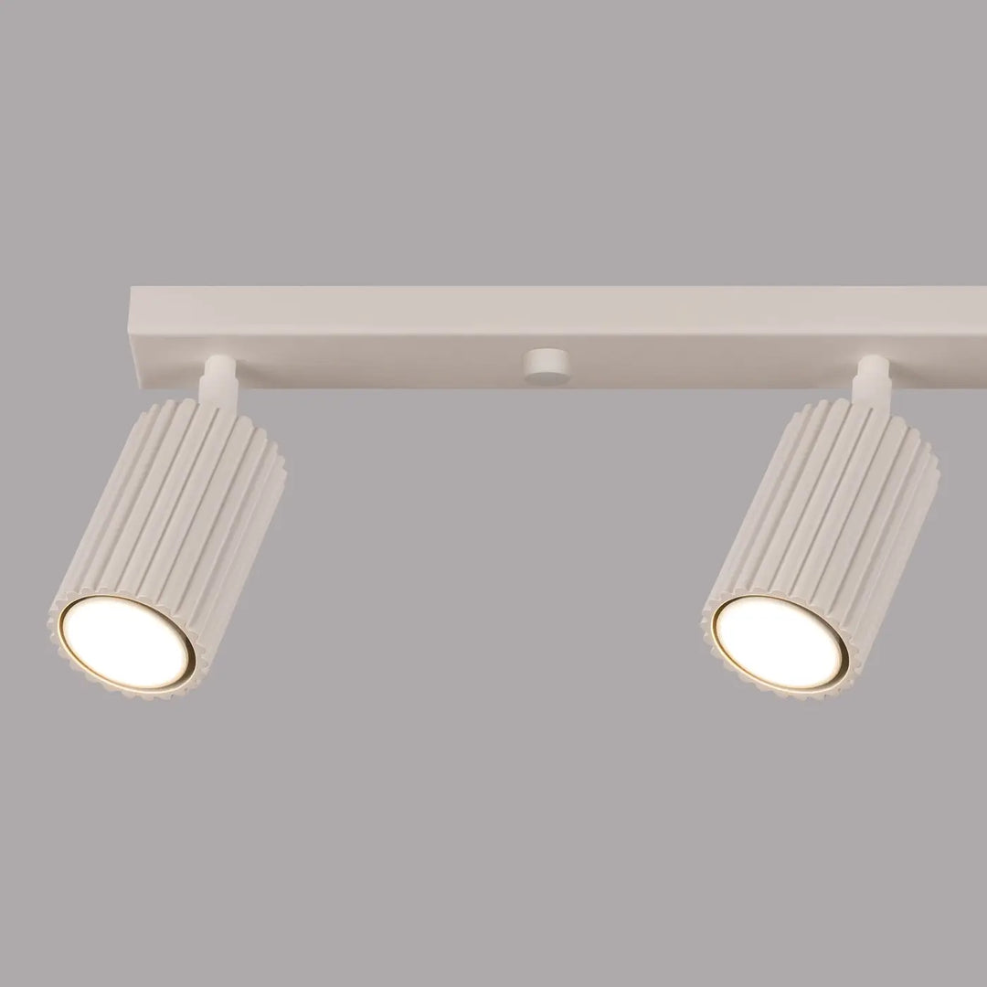 Plafonnier karbon beige avec deux ampoules gu10 interchangeables design minimaliste et spots orientables