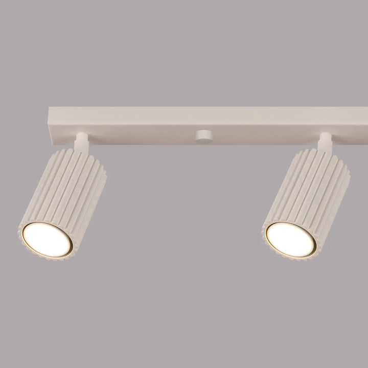 Plafonnier karbon beige avec deux ampoules gu10 interchangeables design minimaliste et spots orientables
