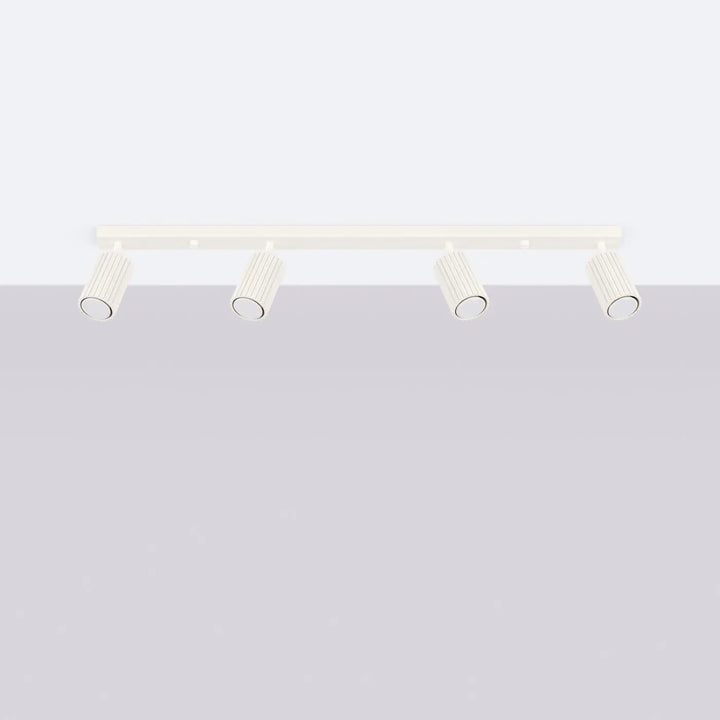Plafonnier karbon 4l beige avec quatre ampoules gu10 interchangeables design minimaliste et spots réglables
