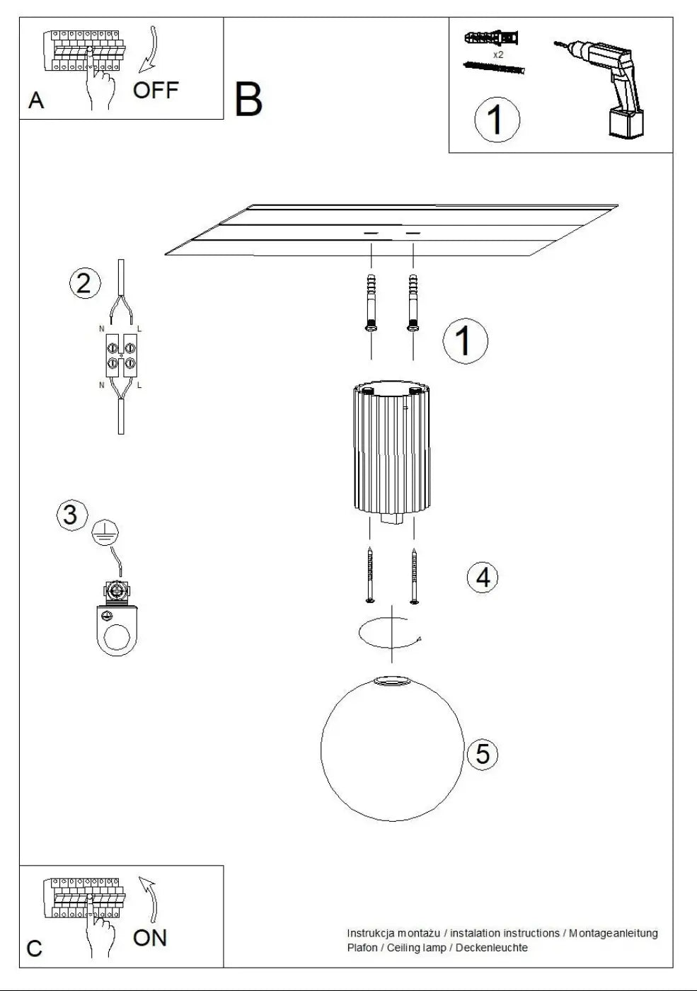 Luminaire plafonnier halo beige en métal cannelé avec globe sphère laiteuse pour bureau décorative