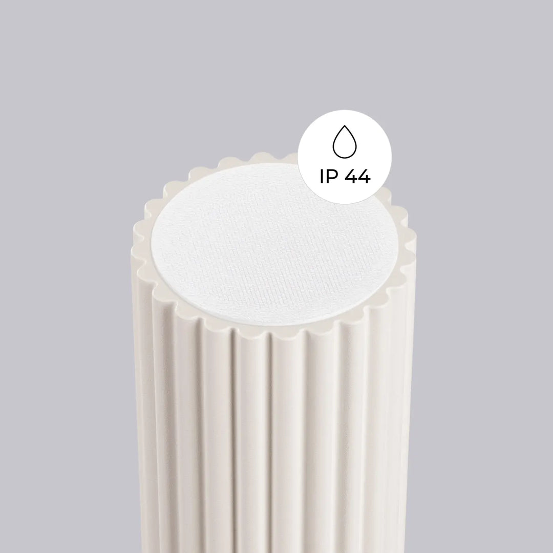 Luminaire plafonnier halo beige avec radiateur cylindrique blanc nervuré ip44 idéal pour bureau décorative lampe halo sphère laiteuse