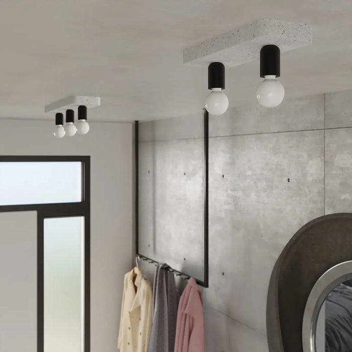 Plafonnier tavo 2 gris béton avec ampoules apparentes en béton style moderne pour une ambiance unique