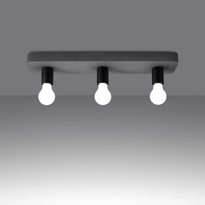 Plafonnier tavo gris béton moderne avec trois douilles apparentes pour une ambiance unique et l’esthétique moderne