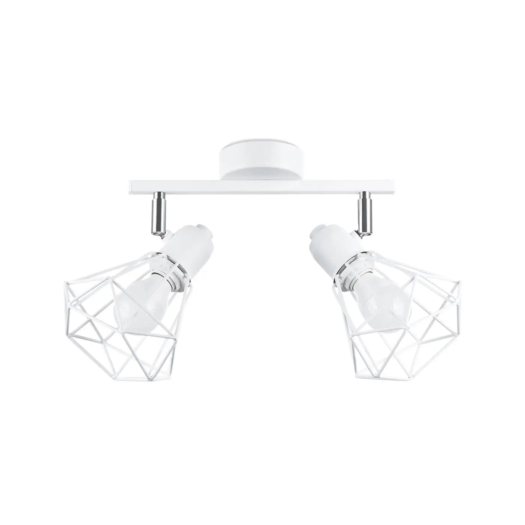 Luminaire plafonnier série artemis blanc en cage géométrique avec deux spots ajustables pour atmosphère intime