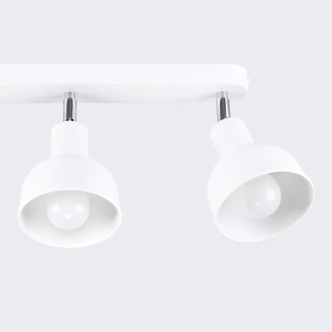 Luminaire plafonnier elba 3 blanc avec lampe elba à deux têtes chrome minimalisme combiné et éléments subtils