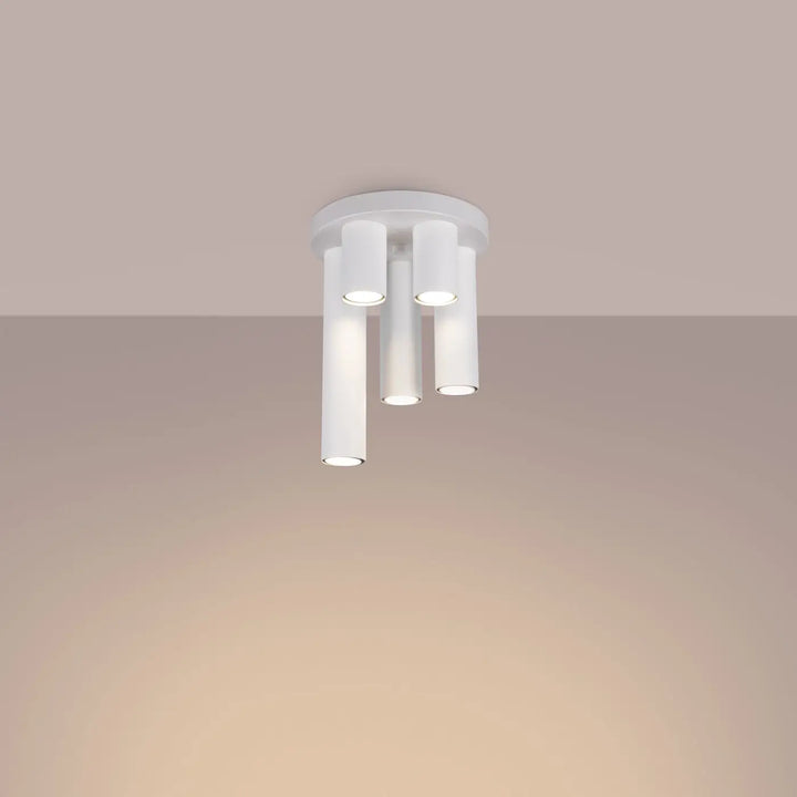 Luminaire plafonnier lagos 5p blanc avec trois tubes verticaux pour un caractère chic et une lampe lagos moderne