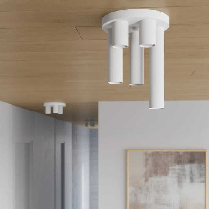 Luminaire plafonnier lagos 5p blanc avec design cylindrique moderne pour un caractère chic et lumière élégante
