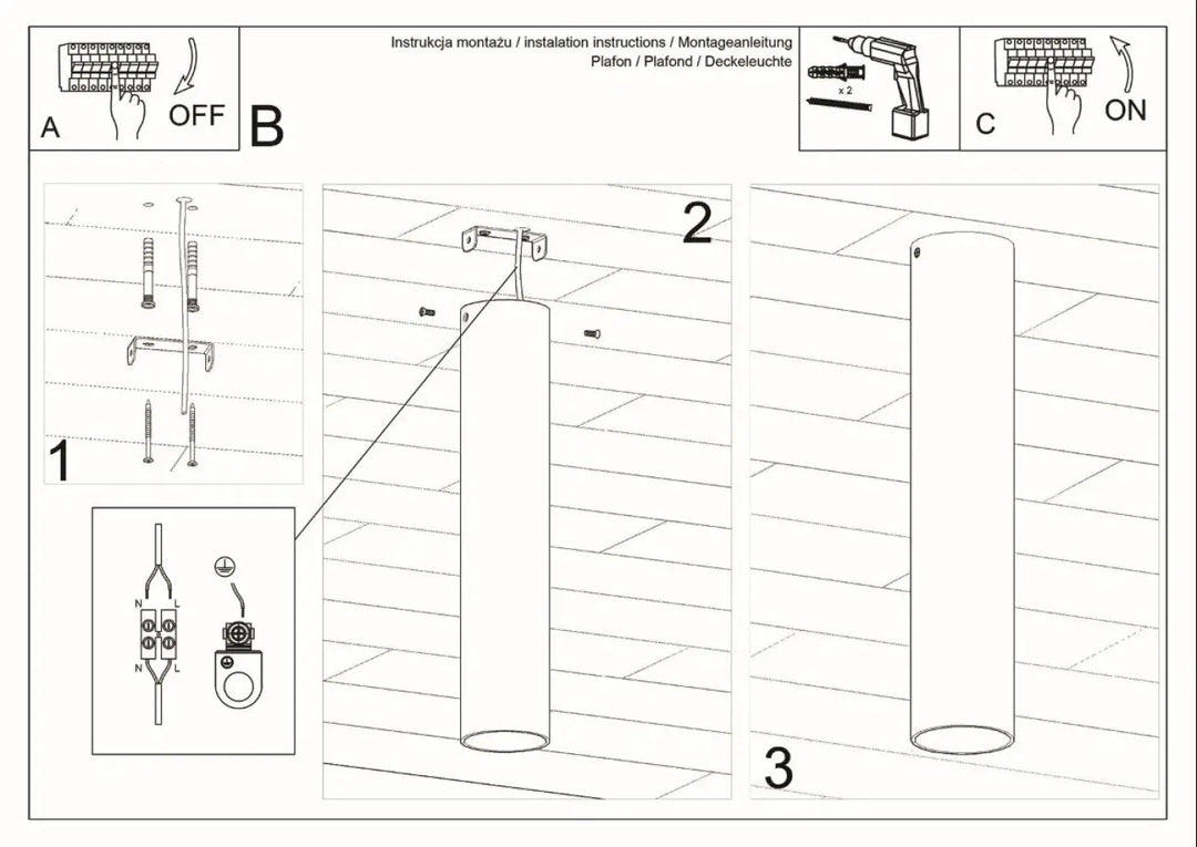 Plafonnier lagos blanc cylindrique en plastique avec interrupteur intégré offrant élégance moderne et lumière fonctionnelle