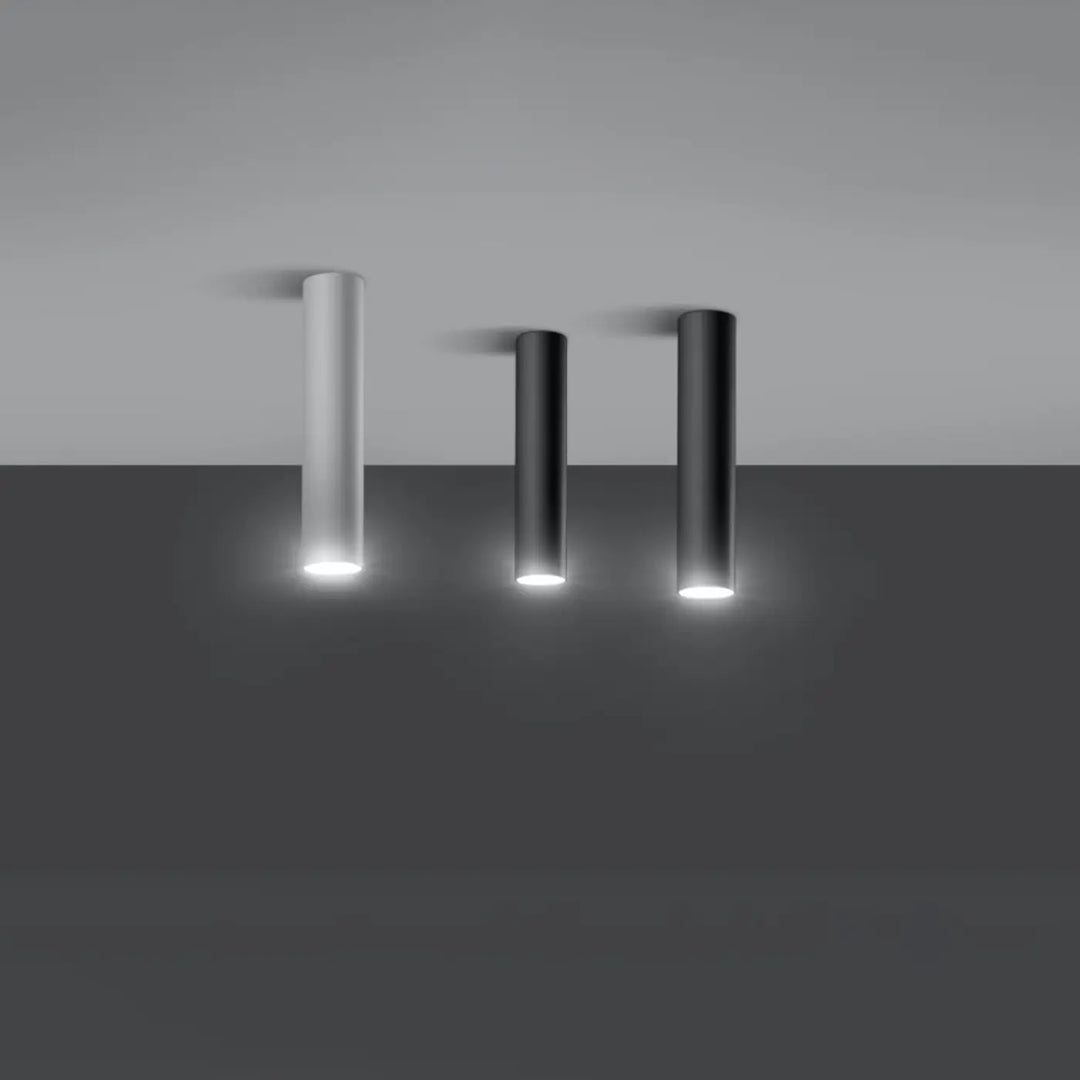Plafonnier lagos blanc avec trois luminaires cylindriques encastrés offrant élégance moderne et lumière fonctionnelle