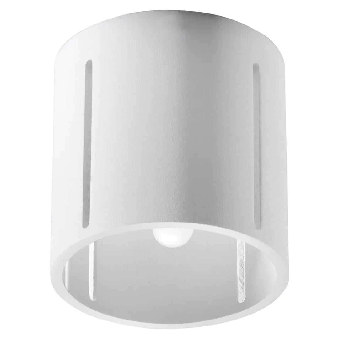 Plafonnier inez blanc cylindrique en forme géométrique avec fentes verticales et finition mate pour un spectacle lumineux élégant