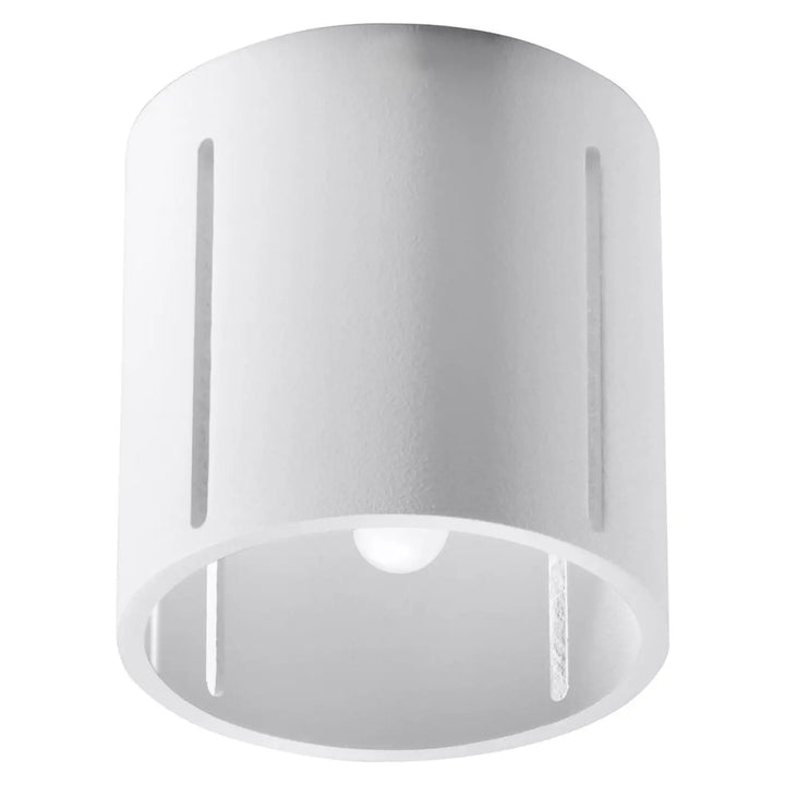 Plafonnier inez blanc cylindrique en forme géométrique avec fentes verticales et finition mate pour un spectacle lumineux élégant