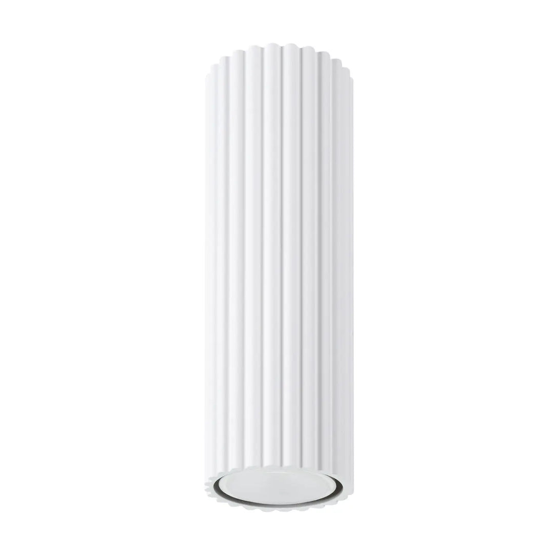 Plafonnier Karbon 20 blanc avec ampoules gu10 interchangeables et design minimaliste en céramique flûtée