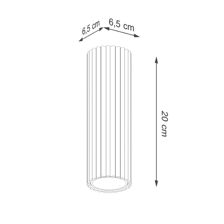 Luminaire plafonnier karbon 20 blanc avec radiateur cylindrique flûté 20 cm design minimaliste et ampoules gu10 interchangeables