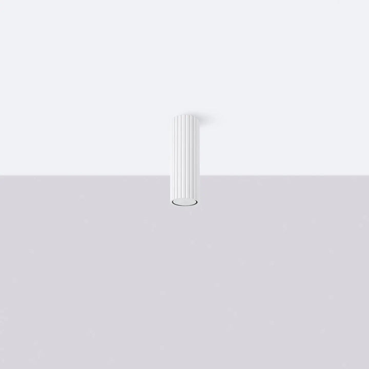 Plafonnier karbon blanc avec design minimaliste et ampoules gu10 interchangeables en forme cylindrique à rainures verticales