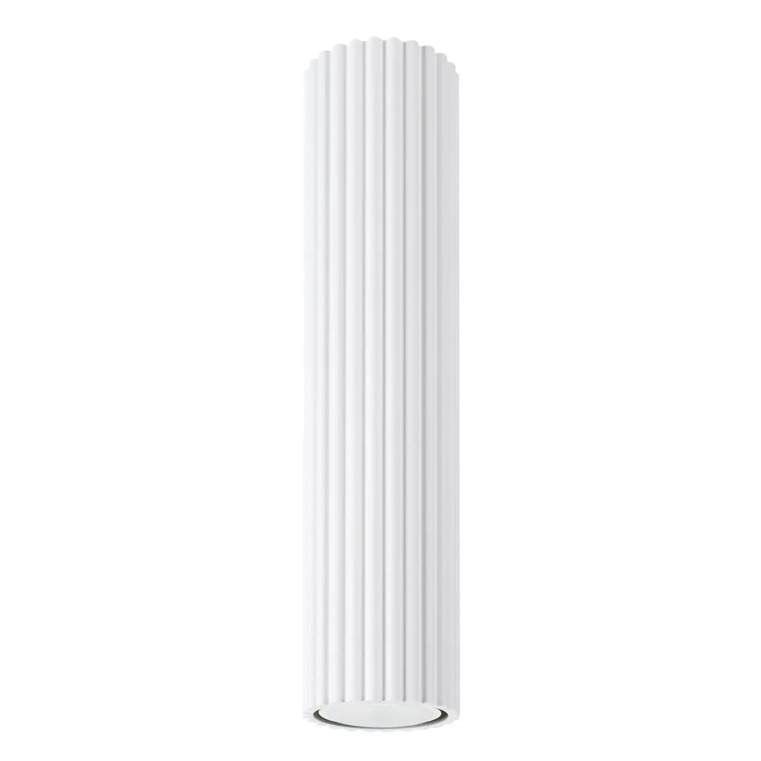 Luminaire plafonnier karbon 30 blanc avec ampoules gu10 interchangeables et design minimaliste en colonne cannelée