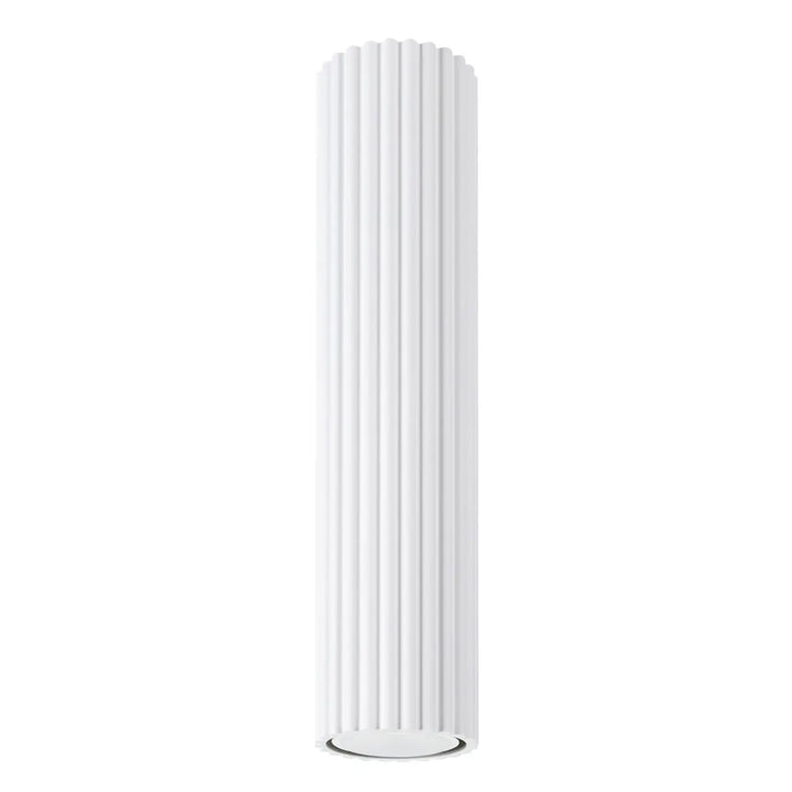 Luminaire plafonnier karbon 30 blanc avec ampoules gu10 interchangeables et design minimaliste en colonne cannelée