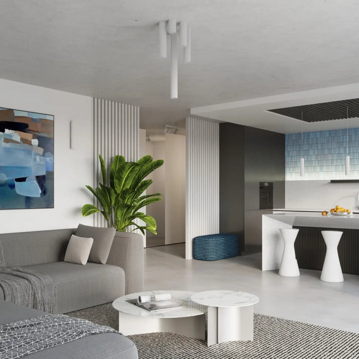 Luminaire plafonnier karbon 30 blanc avec design minimaliste et ampoules gu10 interchangeables moderne blanc
