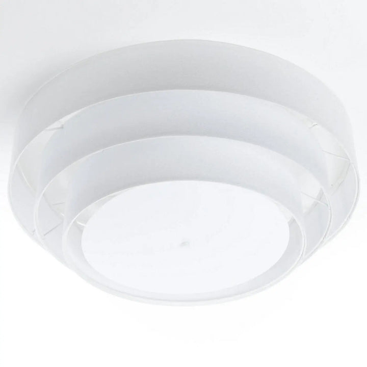 Luminaire plafonnier blanc en acrylique givré avec diffuseur rond à anneaux concentriques design moderne triniti veloursstoff