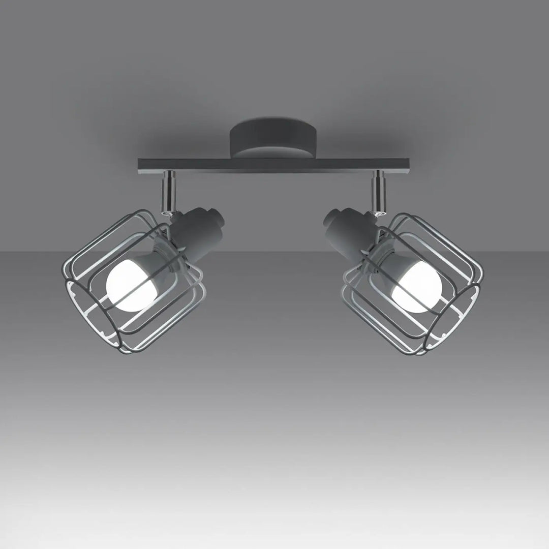 Luminaire plafonnier beluci 2 blanc style loft avec double spot et gardes en chrome collection beluci appliques murales