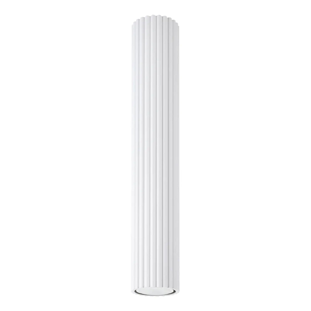 Plafonnier karbon allie élégant blanc cylindrique verticalement nervuré avec ampoules gu10 interchangeables