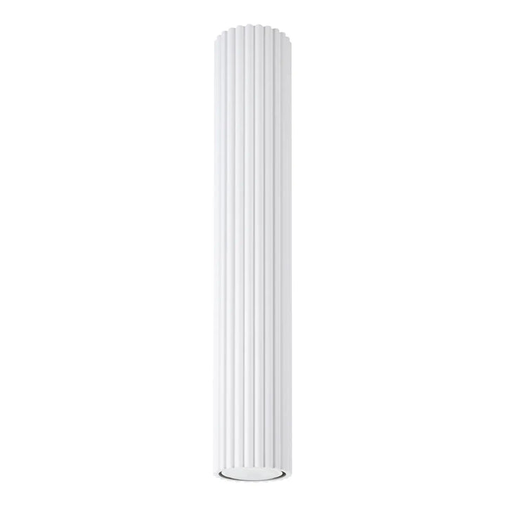 Plafonnier karbon allie élégant blanc cylindrique verticalement nervuré avec ampoules gu10 interchangeables