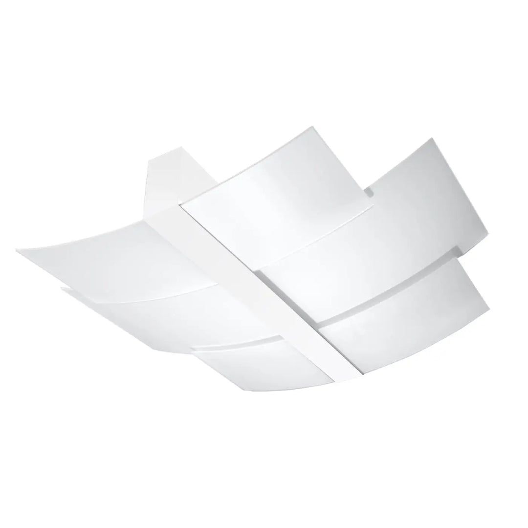 Luminaire plafonnier celia blanc avec panneaux géométriques superposés pour un plafonnier fonctionnel au design intemporel