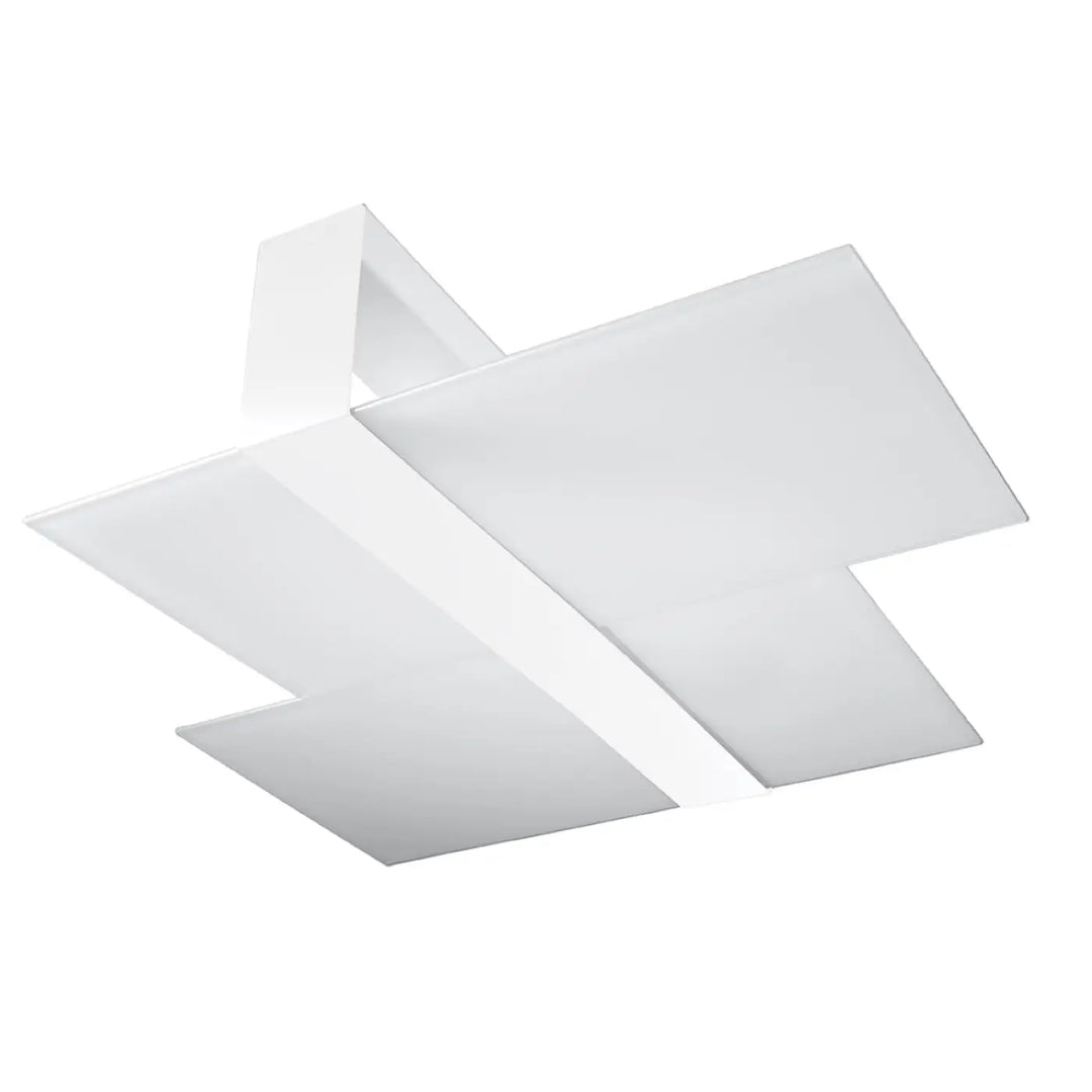 Plafonnier fonctionnel massimo blanc avec design intemporel et panneaux géométriques angulaires modernes