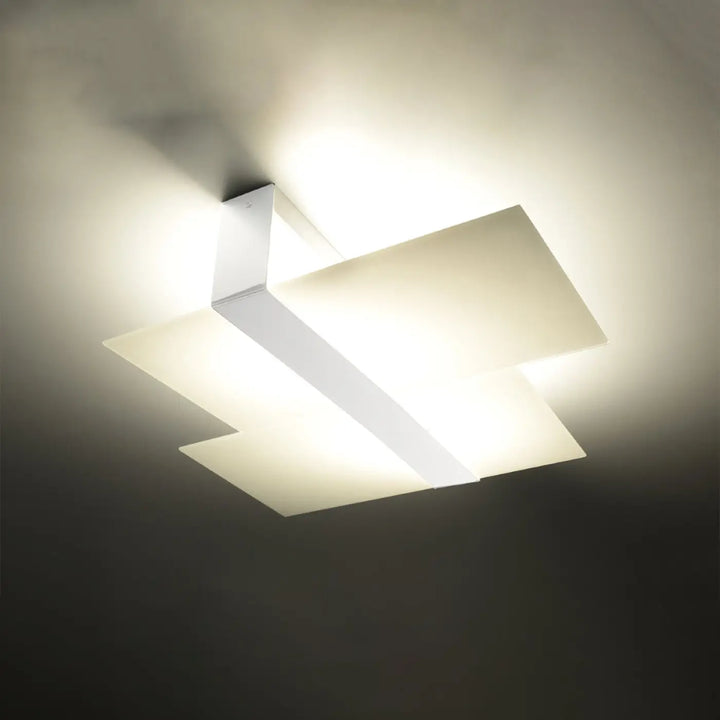 Luminaire plafonnier massimo blanc avec design intemporel et panneaux rectangulaires géométriques fonctionnel