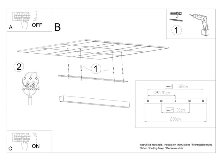 Luminaire plafonnier blanc de la collection pinne avec module led rectangulaire et paramètres d’éclairage intégrés