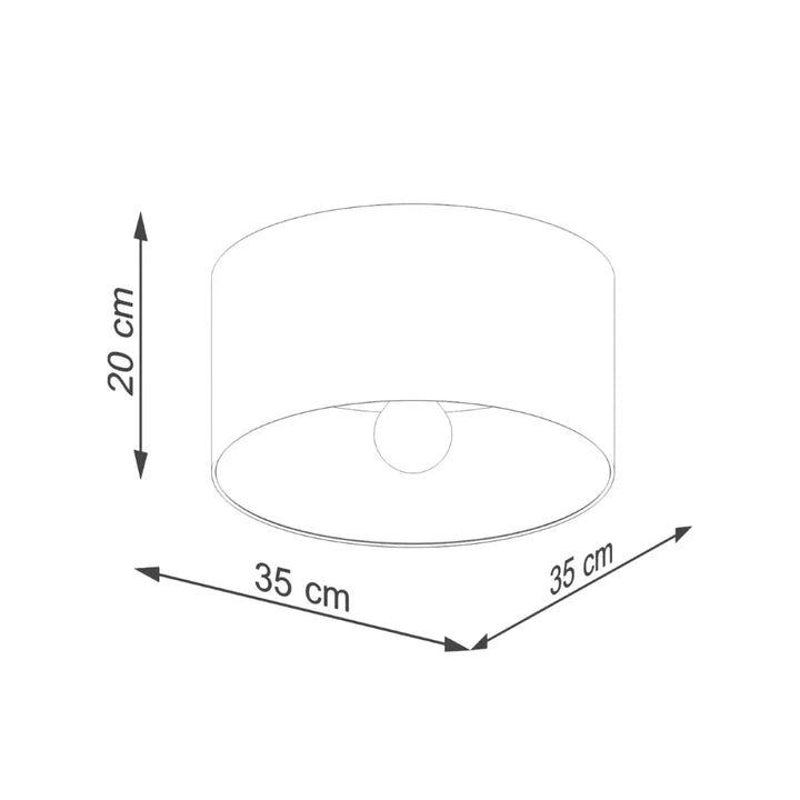 Plafond telesto avec abat-jour cylindrique blanc et marron foncé de 35 cm de diamètre design minimaliste