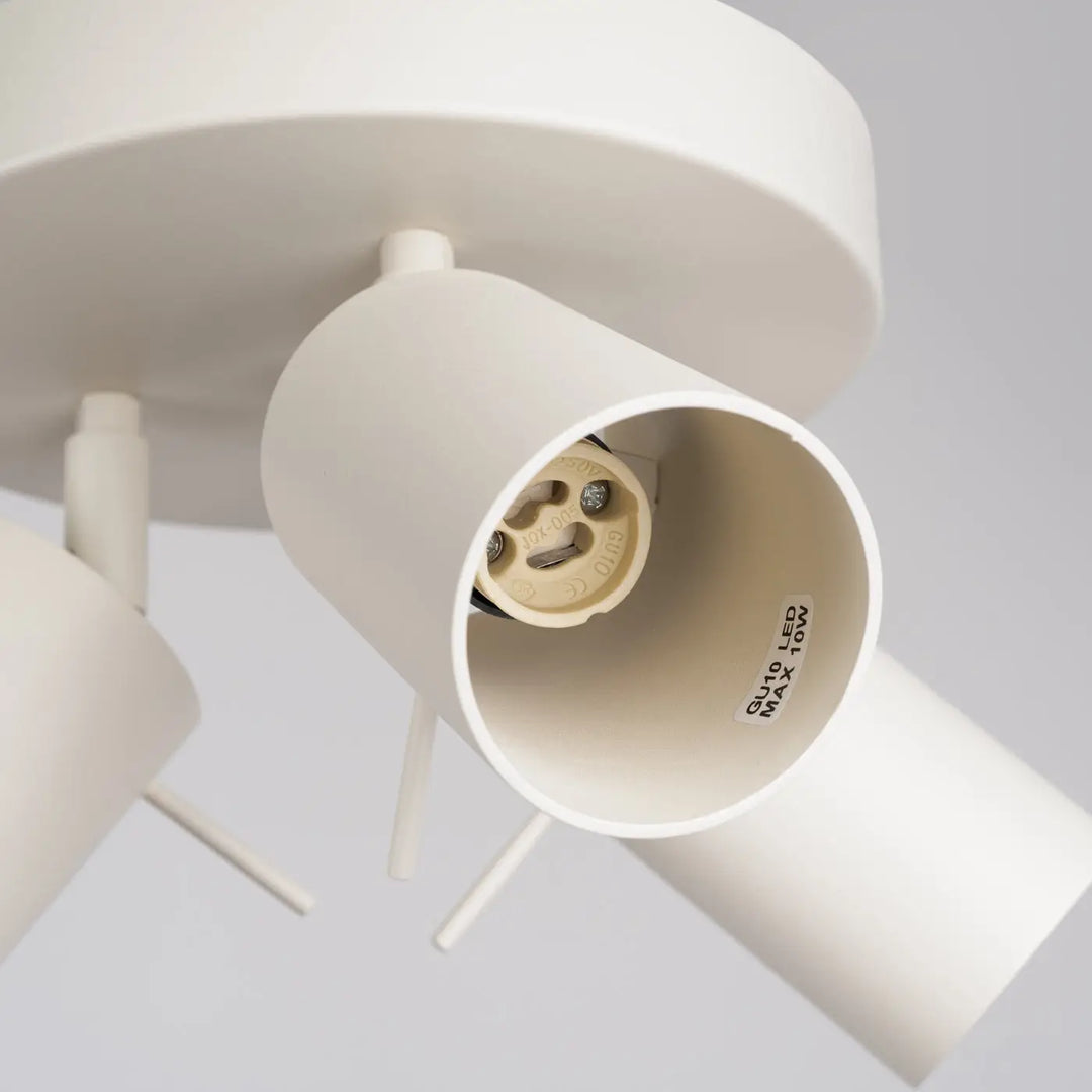 Luminaire plafonnier ring 3p beige avec spot led blanc minimalisme moderne et éclairage flexible intégré gu10