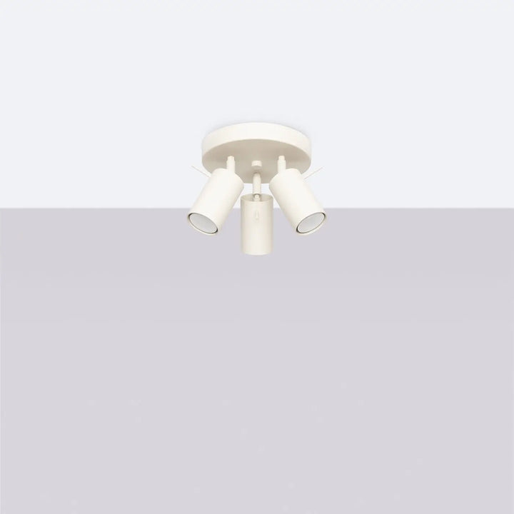 Lampe ring plafonnier beige avec trois têtes ajustables pour un éclairage flexible et minimalisme moderne