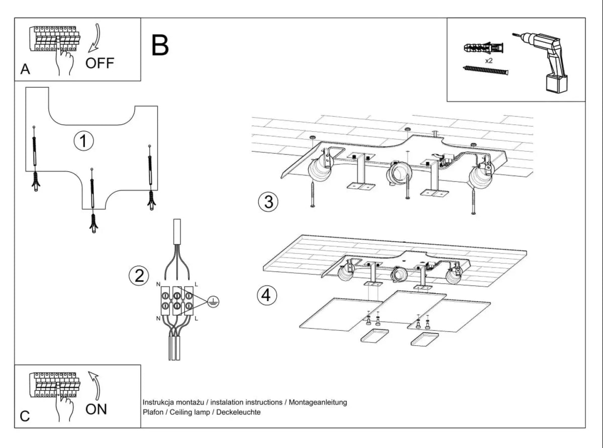 Schéma d'installation du luminaire