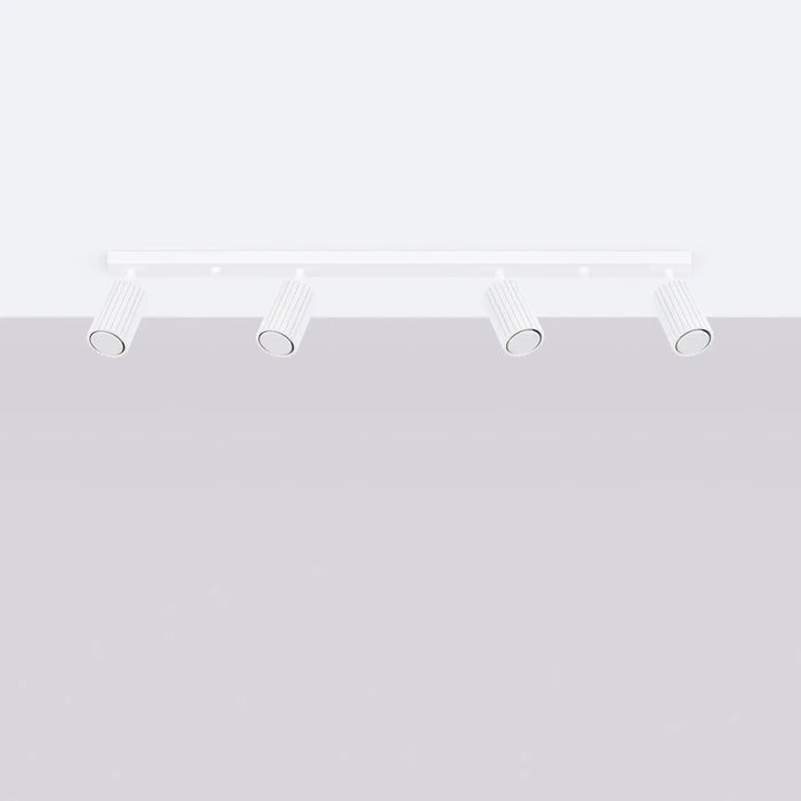 Plafonnier karbon allie design minimaliste avec quatre ampoules gu10 interchangeables en blanc au plafond