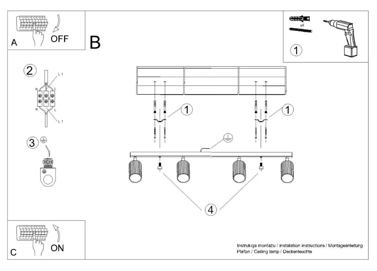 Schéma d'installation du luminaire