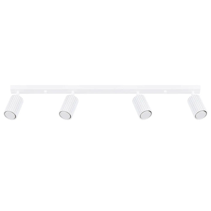 Plafonnier karbon allie blanc avec quatre spots cylindriques rainurés design minimaliste ampoules gu10 interchangeables
