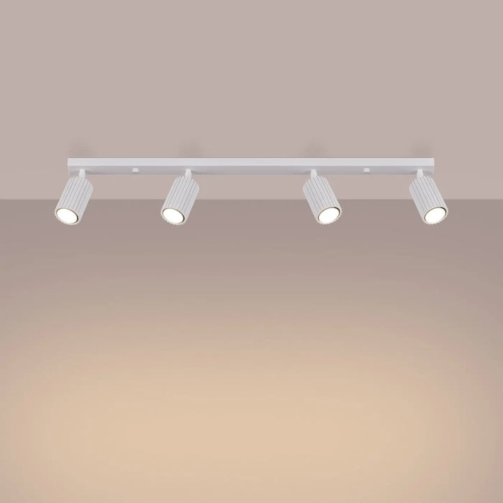 Plafonnier karbon allie blanc avec quatre ampoules gu10 interchangeables et design minimaliste en aluminium