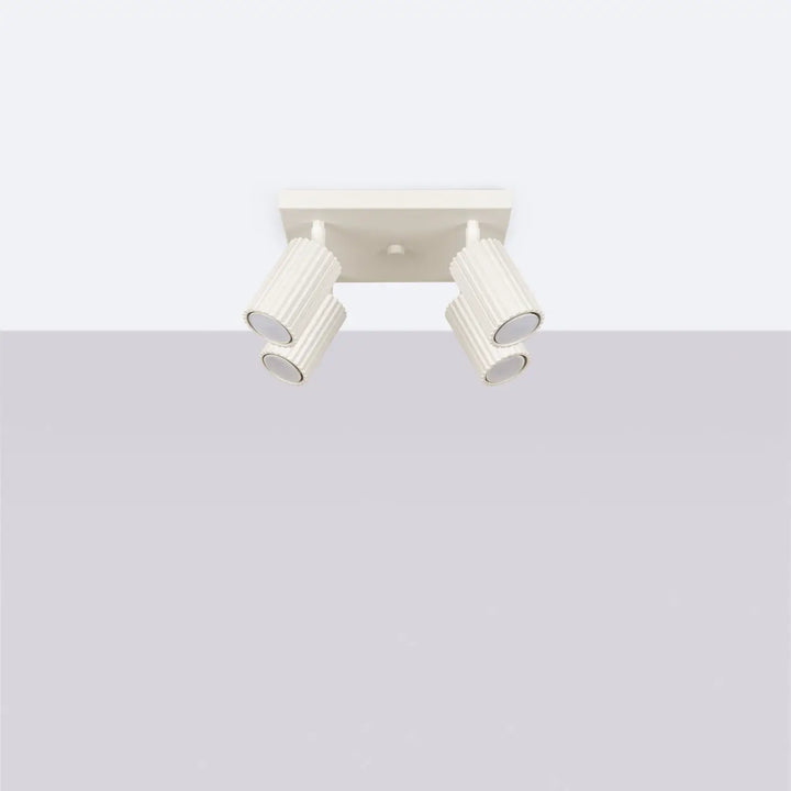 Plafonnier karbon design minimaliste beige avec deux têtes cylindriques ajustables et ampoules gu10 interchangeables