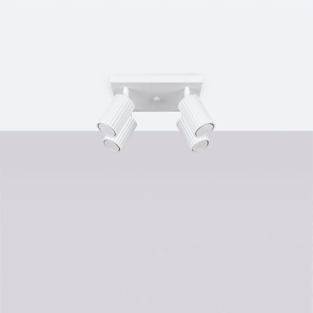 Plafonnier karbon allie design minimaliste avec double tête blanche et ampoules gu10 interchangeables